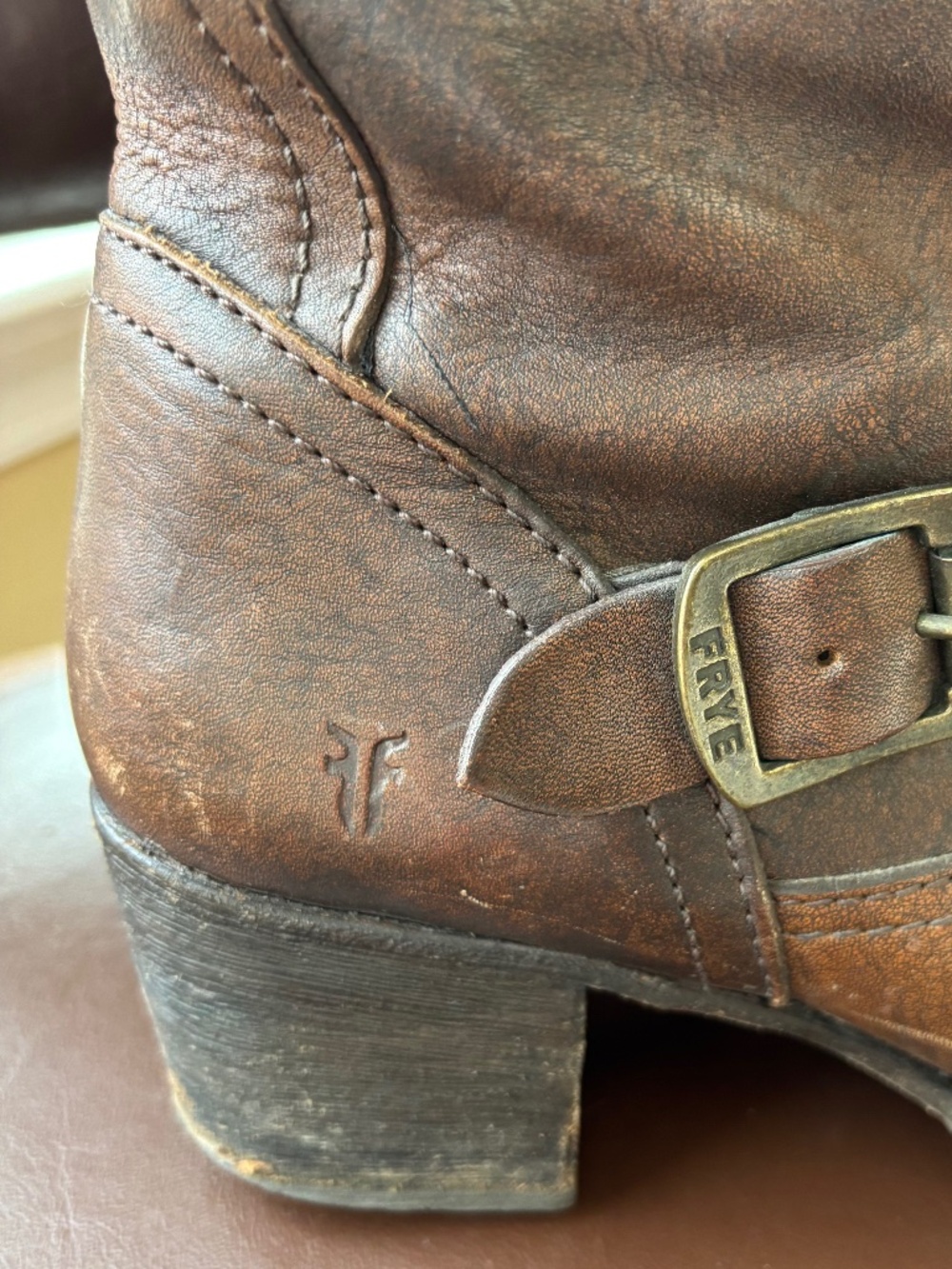 Frye Veronica Slouch Brown Leather Engineer Boots Size 9 - Picture 9 of 11